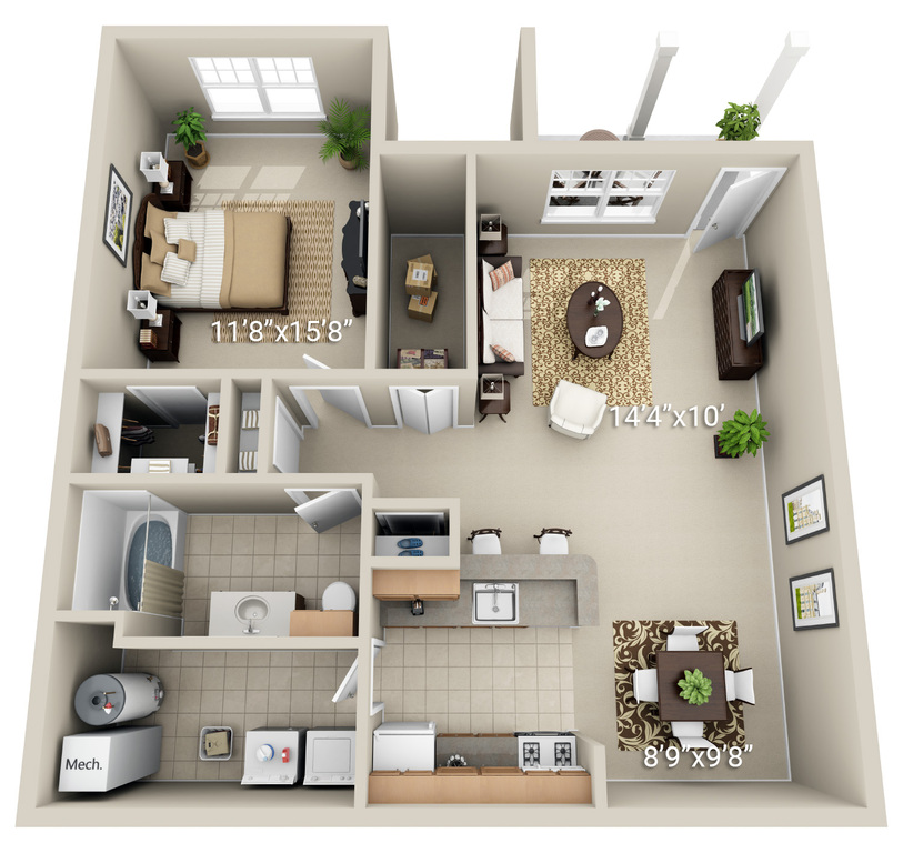 1 Bedroom 1 Bath (P1)