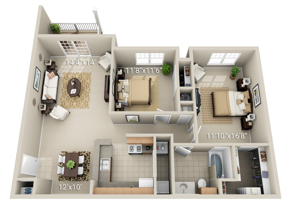 2 Bedroom 1 Bath (A)