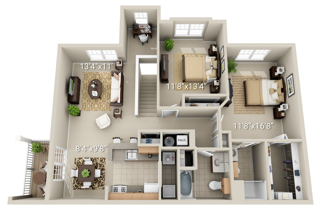 2 Bedroom 2 Bath (J2)