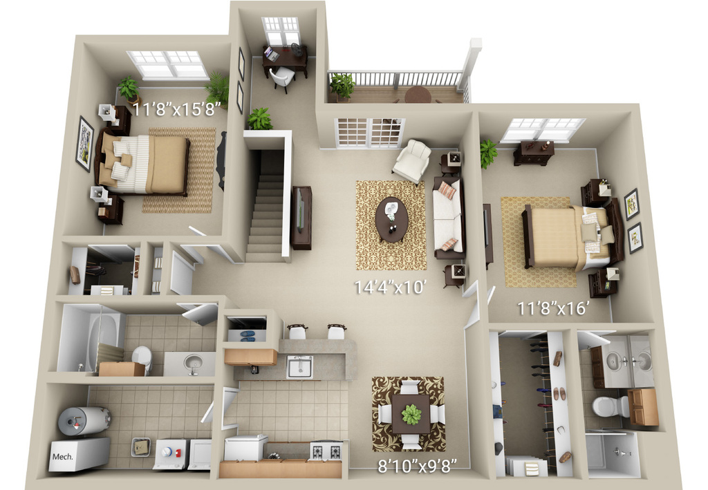 2 Bedroom 2 Bath (K2)