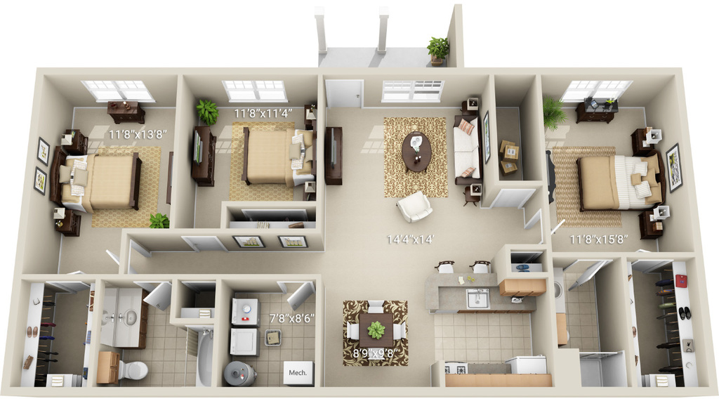 3 Bedroom 2 Bath (Q1)