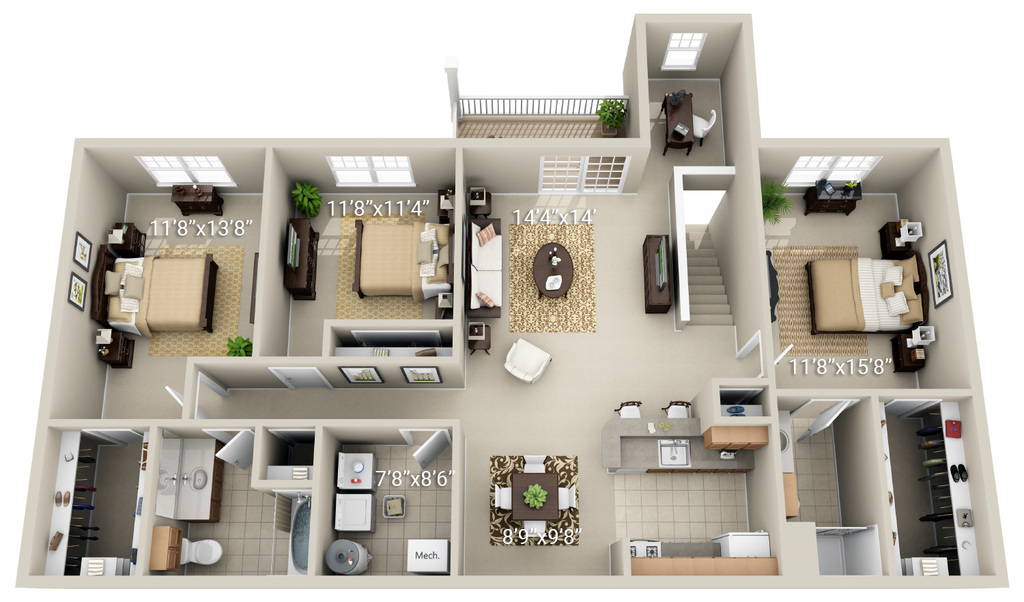 3 Bedroom 2 Bath (Q2)