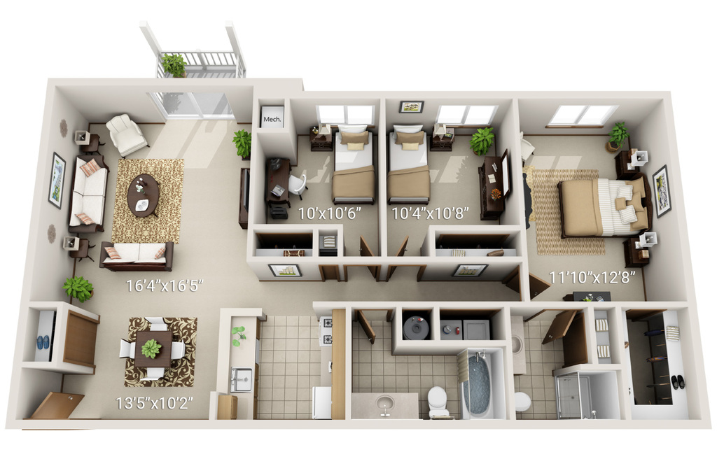 3 Bedroom 2 Bath - Garden