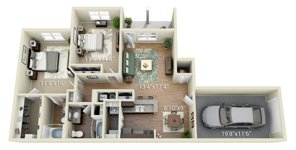 2 Bedroom 2 Bath (J1)