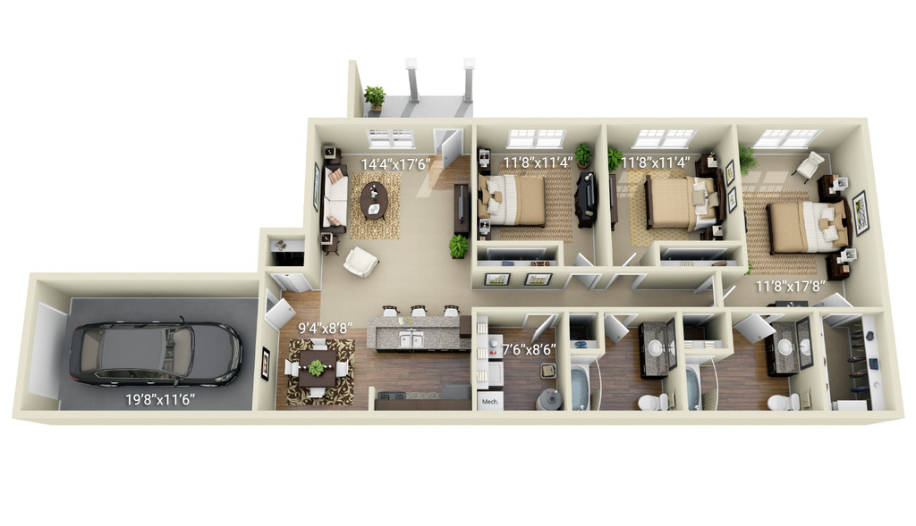 3 Bedroom 2 Bath (Q3)