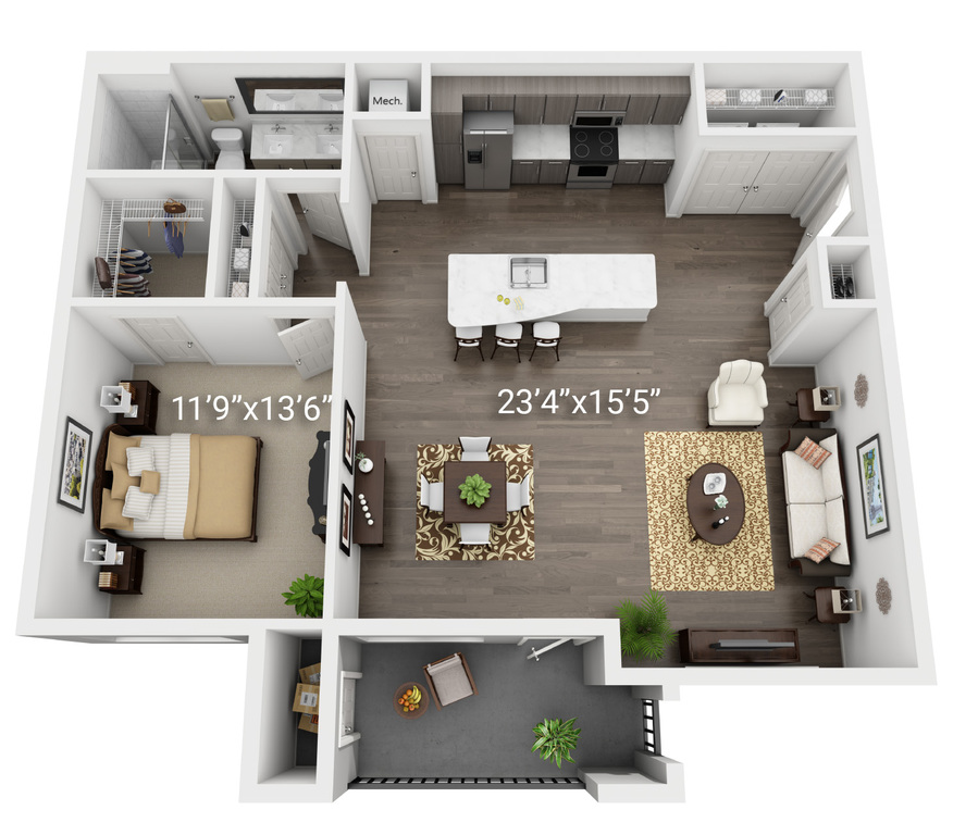 1 BED 1 BATH A2