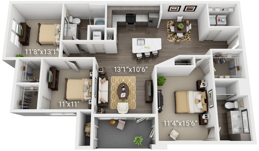 3 BED 2 BATH C1