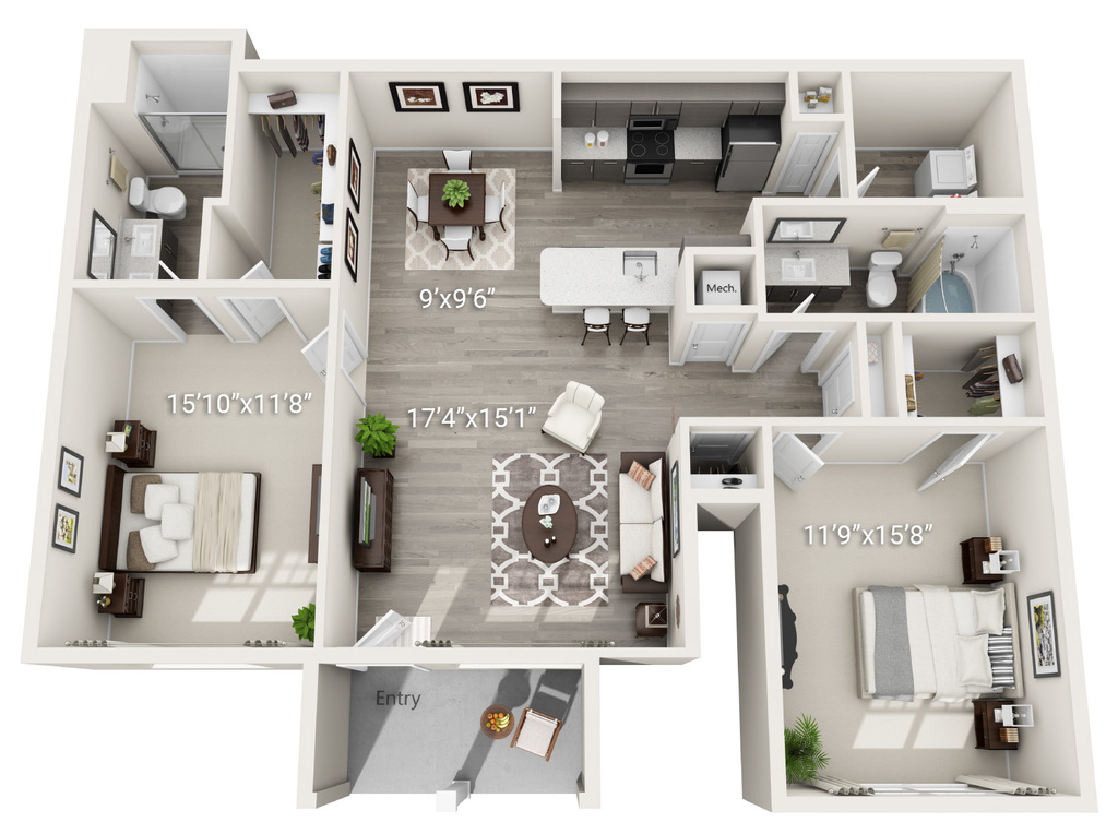 2 Bedroom 2 Bath (B2)