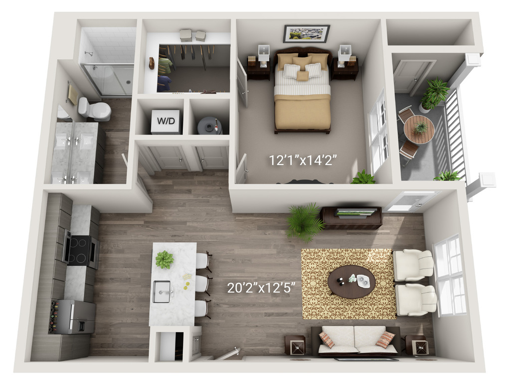 1 Bedroom 1 Bath (A1)