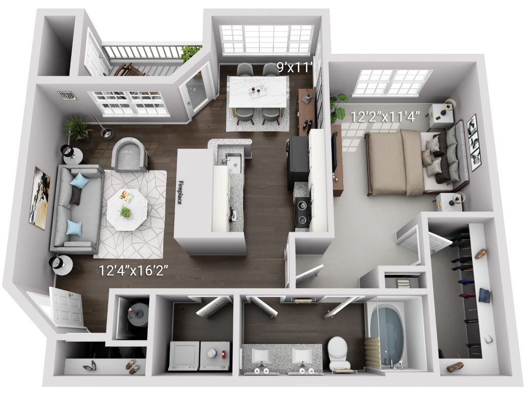 1 BEDROOM 1 BATH W/ DINING ROOM  (1D)