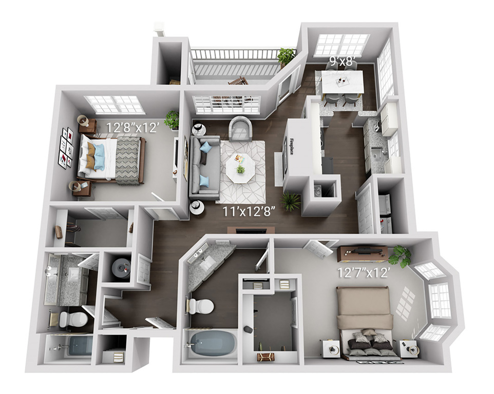 2 BEDROOM 2 BATH (2B)