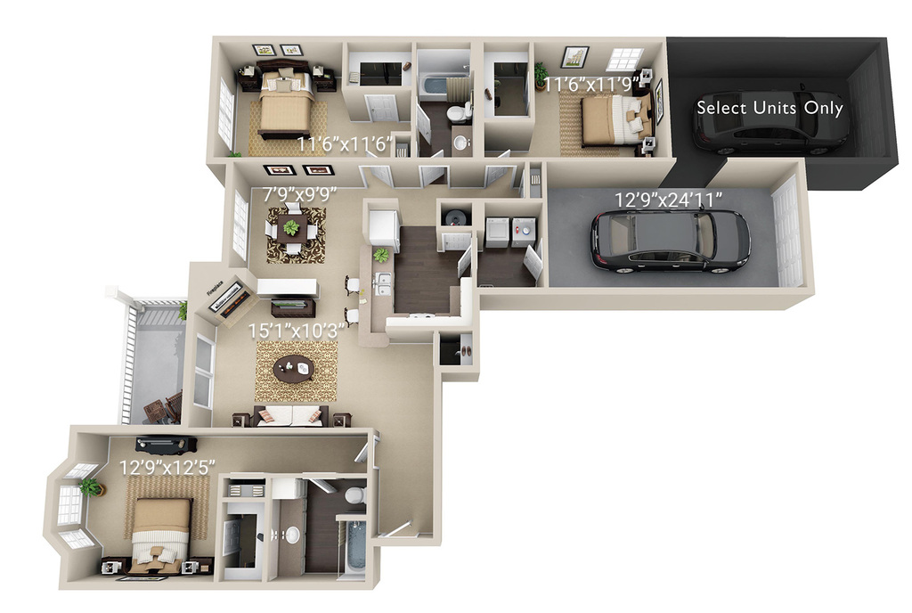 3 BEDROOM 2 BATH W/ ATTACHED GARAGE CLASSIC (3G)