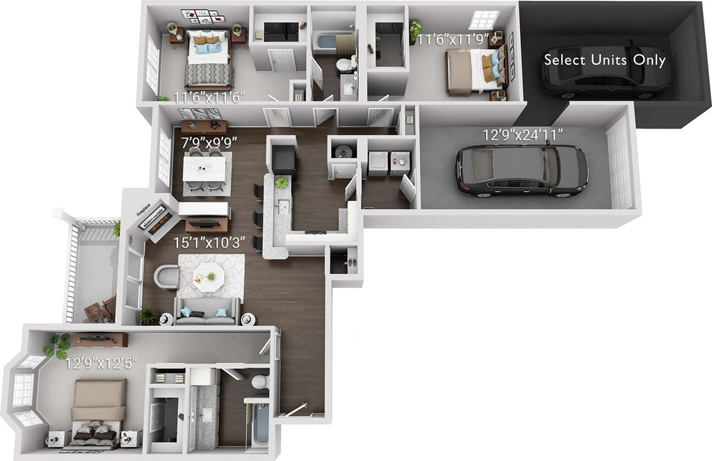 3 BEDROOM 2 BATH W/ ATTACHED GARAGE SIGNATURE (3GS)