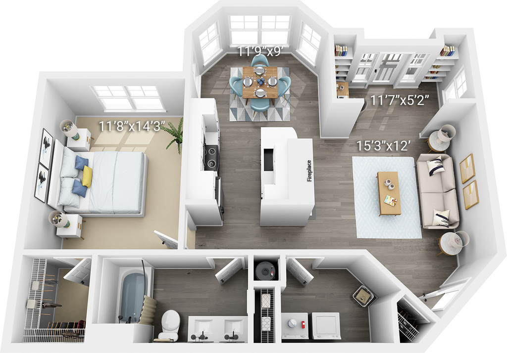 1 Bedroom 1 Bath with Sunroom Legacy (1SRL)