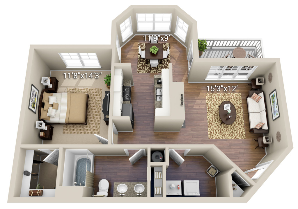 1 Bedroom, 1 Bath Classic (1G)