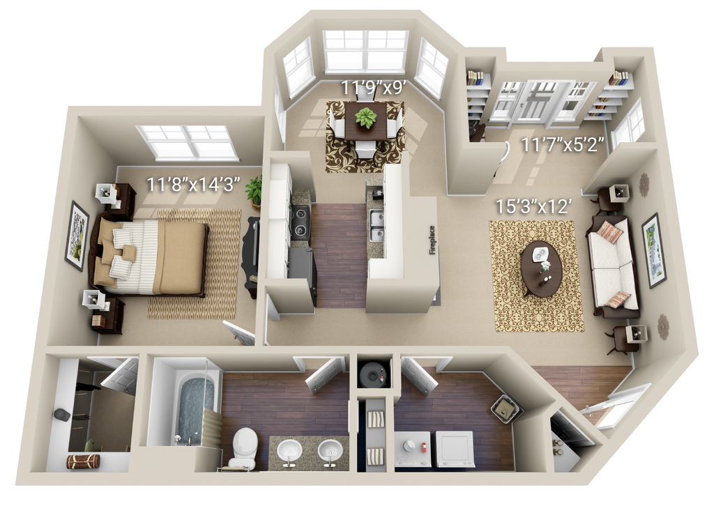 1 Bedroom, 1 Bath Classic (1SR)