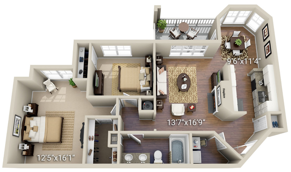 2 Bedroom, 1 Bath Classic (21G)