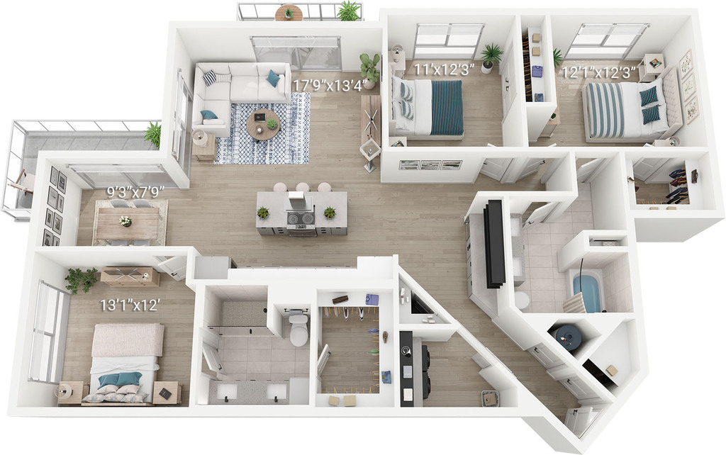 C2 | 3 Bedroom, 2 Bath