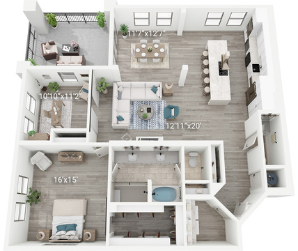 Gillon (A6) | 1 Bedroom, 1.5 Bath w/ Den