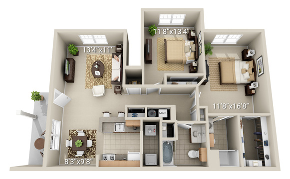 2 Bedroom 2 Bath (J1)