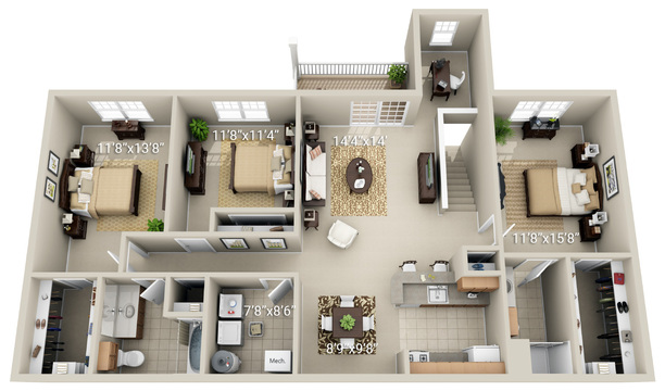 3 Bedroom 2 Bath (Q2)