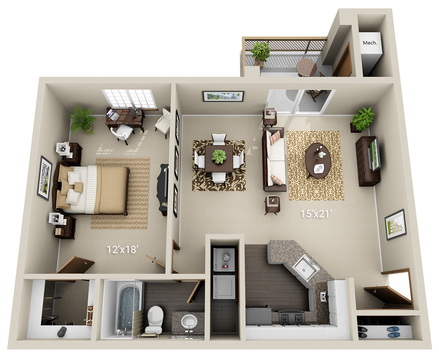 Meadows - 1 Bedroom 1 Bath