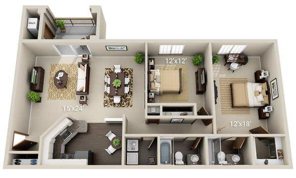 Tarrendon - 2 Bedroom 2 Bath
