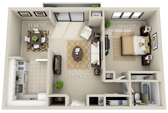 1 Bedroom 1 Bath (1T)