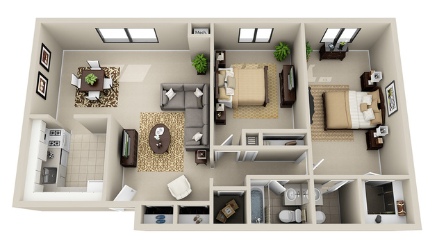2 Bedroom 1.5 Bath (2HD)