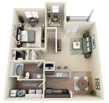 1 Bedroom 1 Bath (P2)