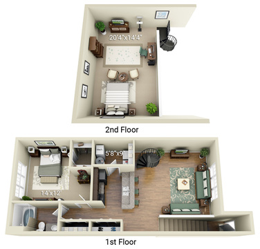 1 Bedroom 1 Bath with Loft (P4)