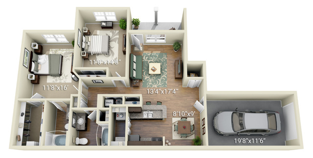 2 Bedroom 2 Bath (J1)