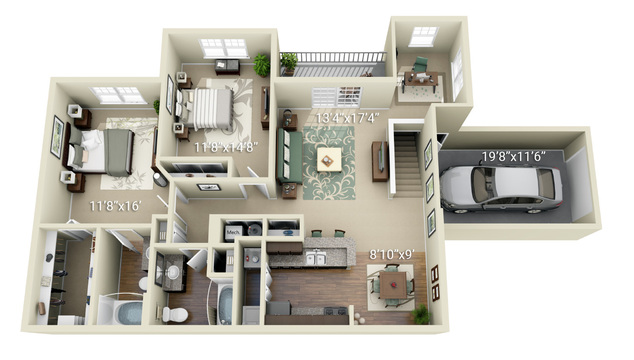 2 Bedroom 2 Bath (J2)