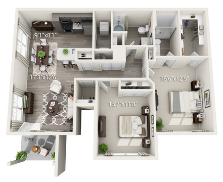 2 Bedroom 2 Bath (B1)