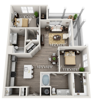 2 Bedroom 2 Bath (B1)