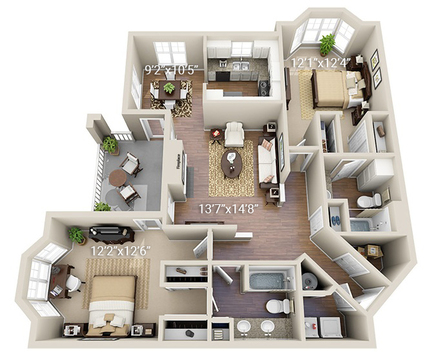 2 Bedroom, 2 Bath Classic (22G)